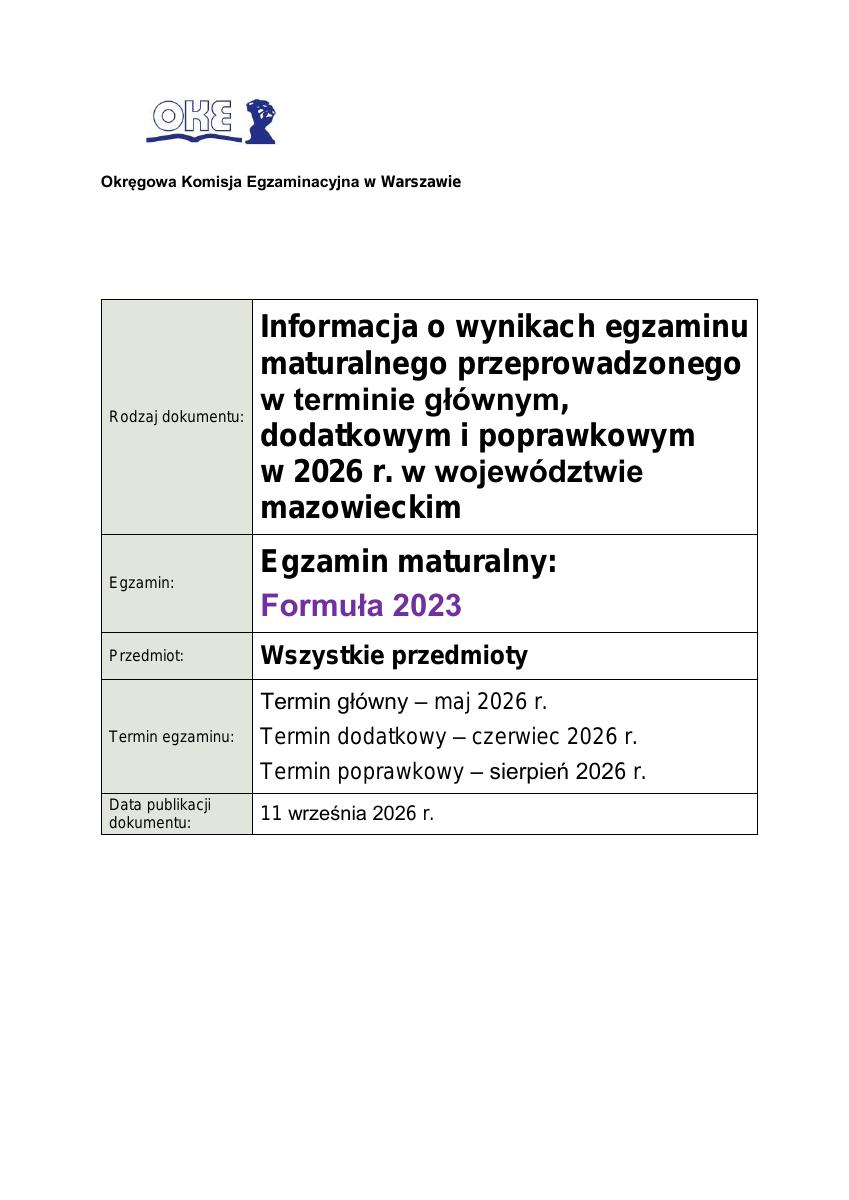 Miniatura dokumentu: OKEWAW_EM-Informacja-o-wynikach-egzaminu-maturalnego-2026