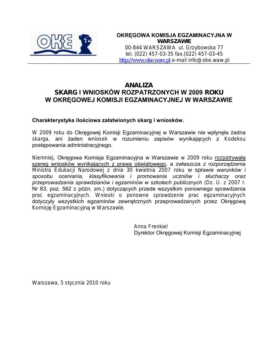 Miniatura dokumentu: analiza_skarg_2009